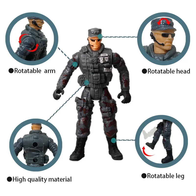 6x Army Men and SWAT Team Special Forces Soldiers WWII War Game Action Figures Playset Military Weapons Modle For Kid Boy Gift