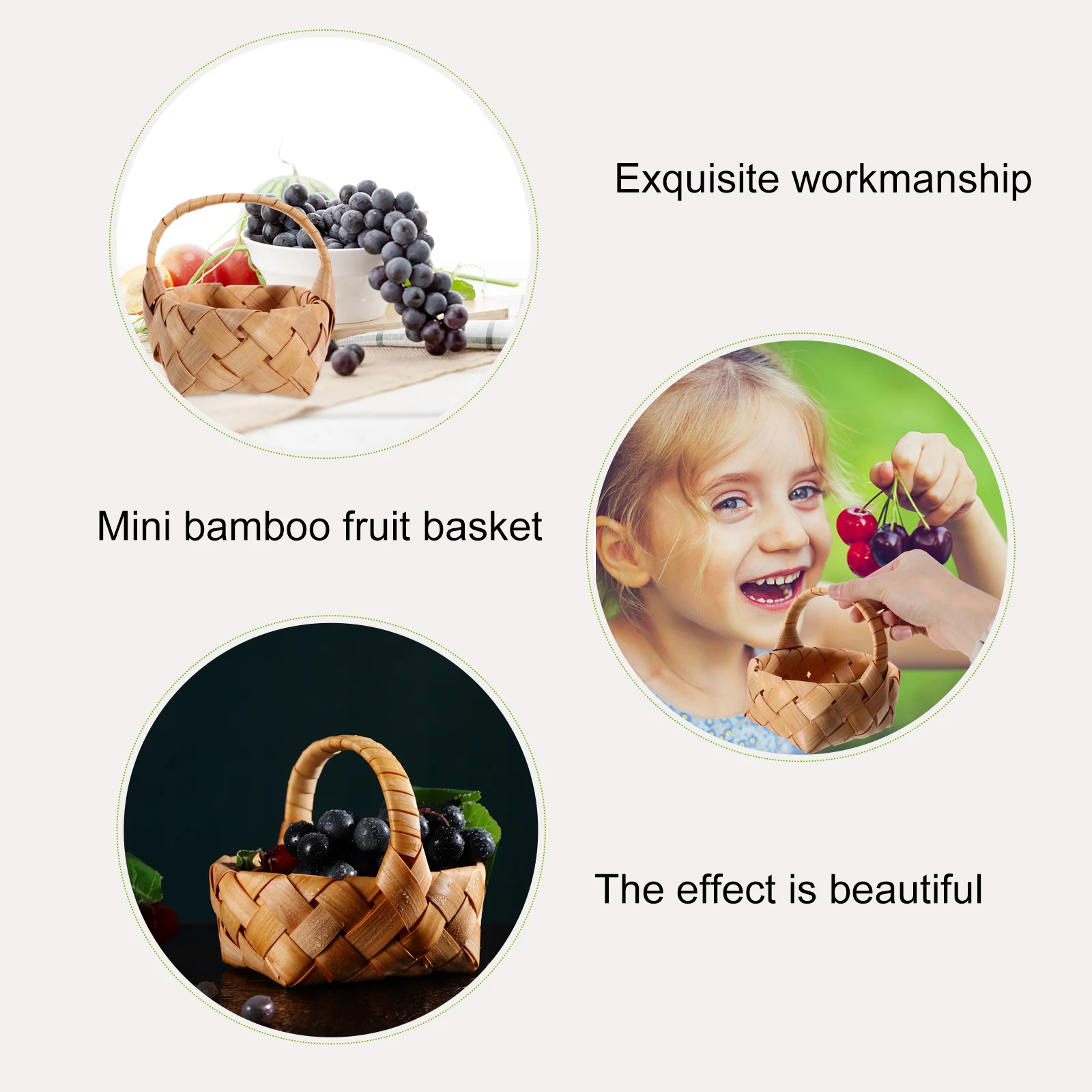 

Wooden Fruit Basket Portable Mini Baskets for Favors Practical Hand Woven Flower