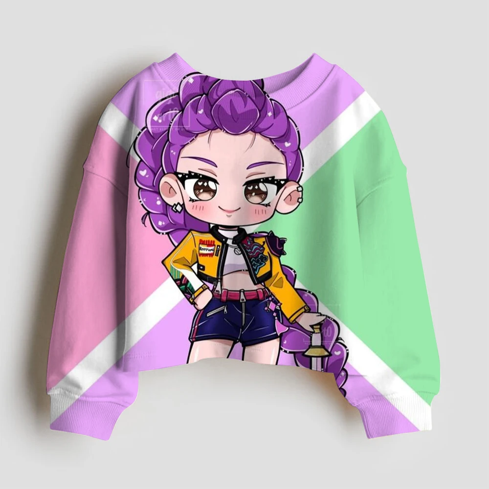 KPop شيطان الصيادين البلوز Huntrix أنيمي الكرتون ربيع الخريف الملابس التعادل صبغ تنوعا طويلة الأكمام الفتيات الاتجاه الترفيه القمم