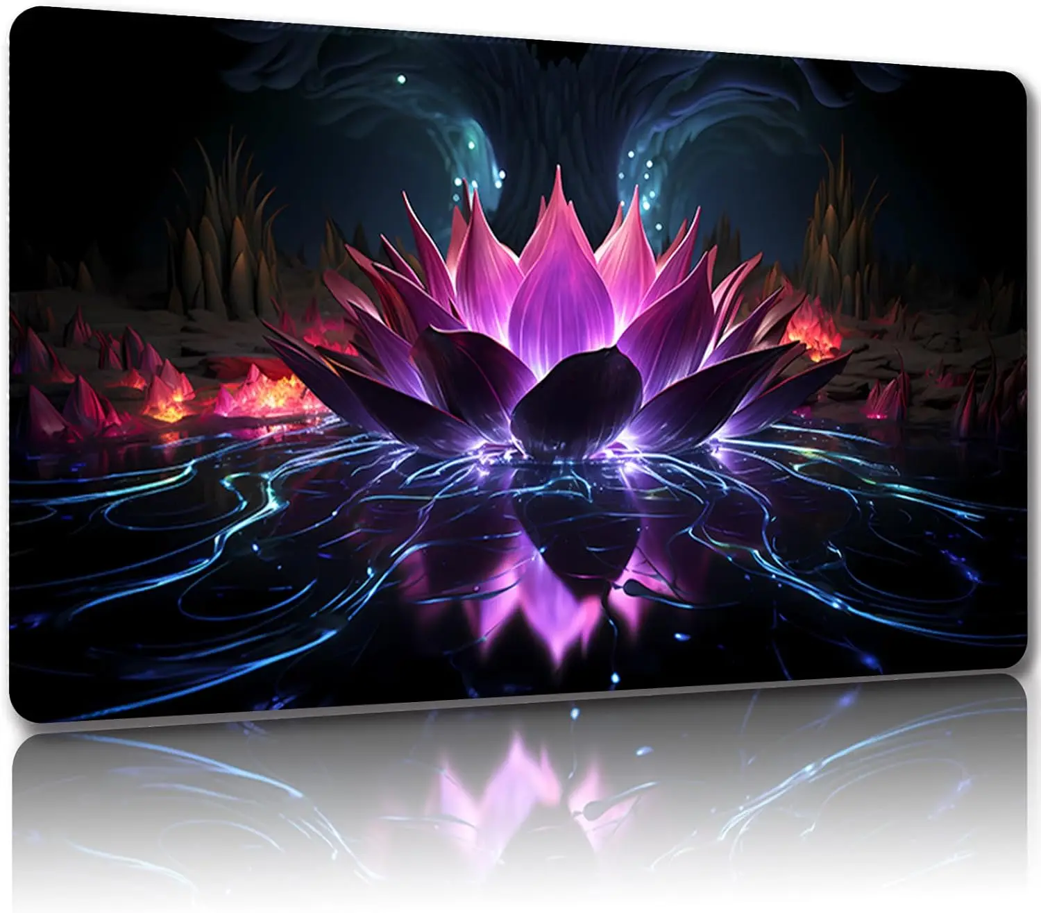 

Коврик для игр MTG с бесплатными сумками для хранения Игровой коврик MTG 24 x 14 дюймов, TCG и коврик для настольных игр для карт, настольные коврики для наушников (Lotus 3-Reg)