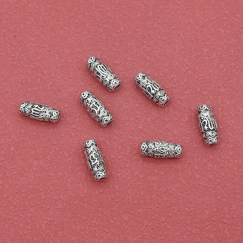 10pcs/Lot Religious Buddhism Symbols Sylinder Loose Beads 12x5mm Prayer Mantras Tube Spacer Beads DIY Jewelry Widgets Findings