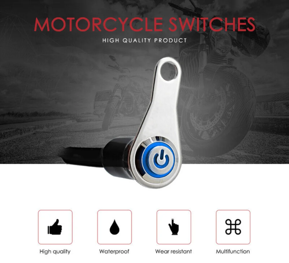 Motorcycle Switch ON+OFF Handheld Aluminum Alloy Waterproof 12V Fog Lamp Motorcycle Horn Button Switch Motor Bike Accessories