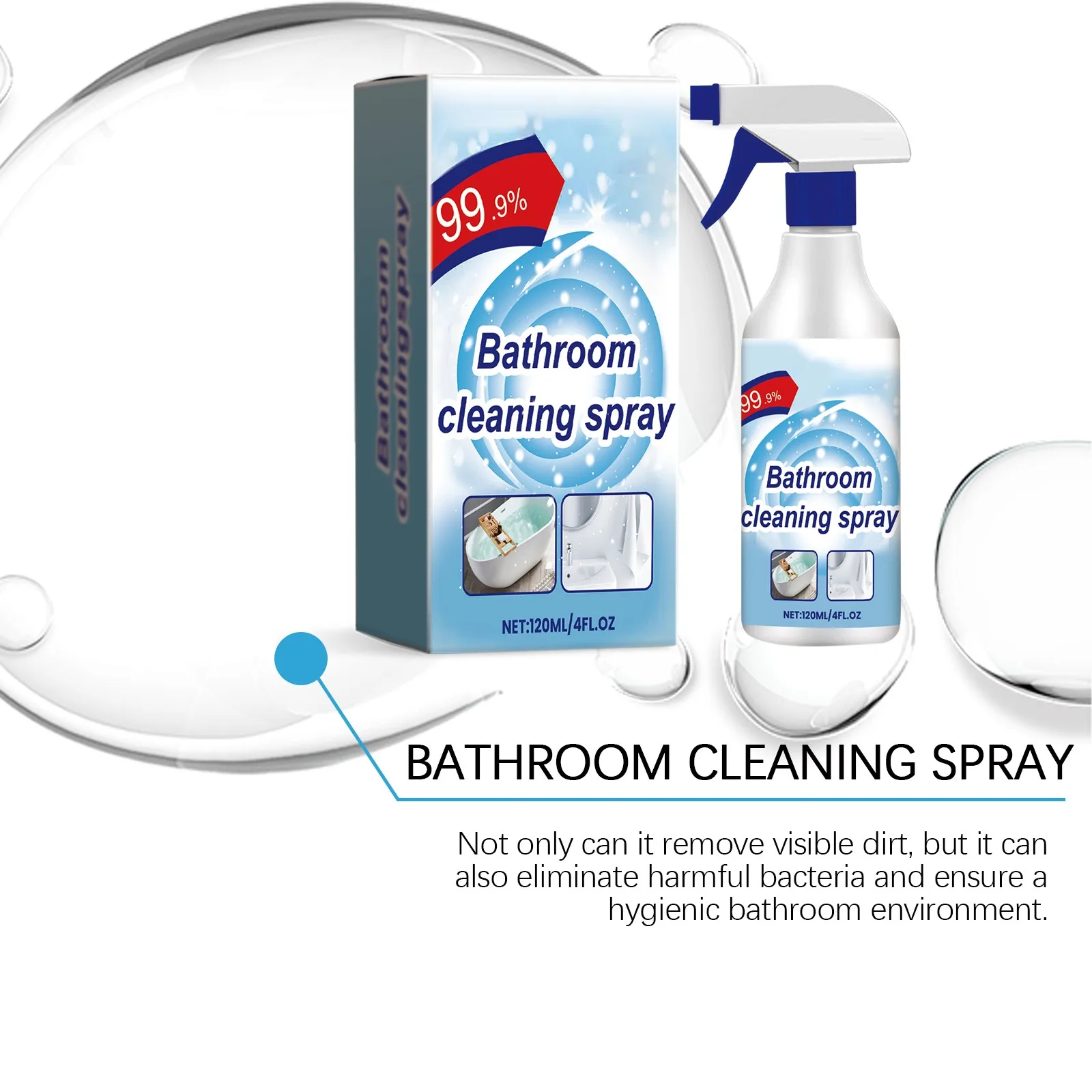Многоцелевой чистящий спрей Универсальный чистящий спрей для ванной комнаты и туалета 120 мл