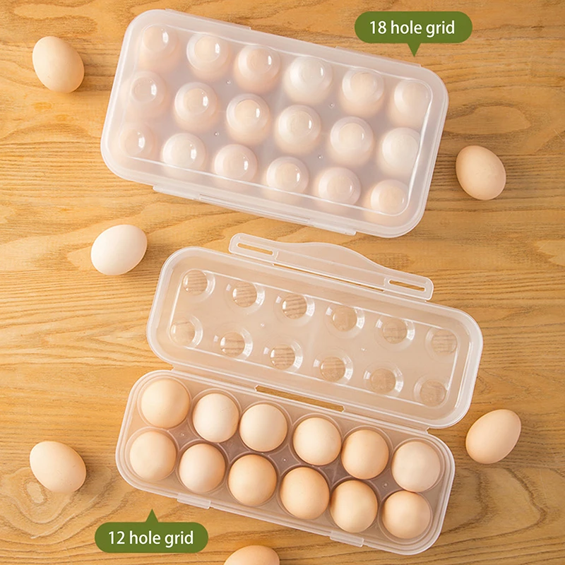 1Pc 12/18 Grid Egg Holder Shockproof Kitchen Container Case Organizer For Outdoor Camping Picnic Portable Egg Storage Box