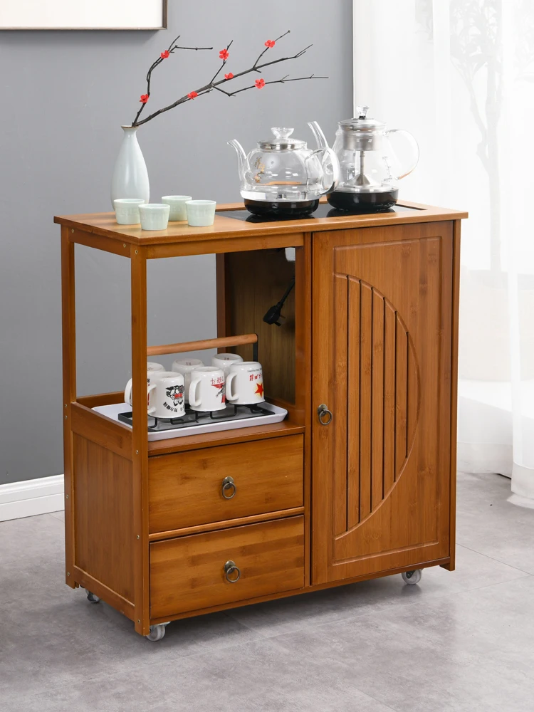 

Mobile tea cabinet, household small tea table, boiling water and tea in one, office sideboard, tea table, tea set, storage tea