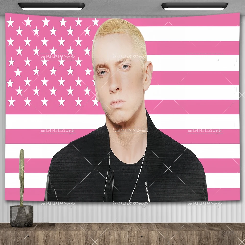 American Rap God Hip Pop Music Flag Eminem Tapestries Wall Hanging Meme Tapestry Art Aesthetic Room Decor Bedroom Wallpapers