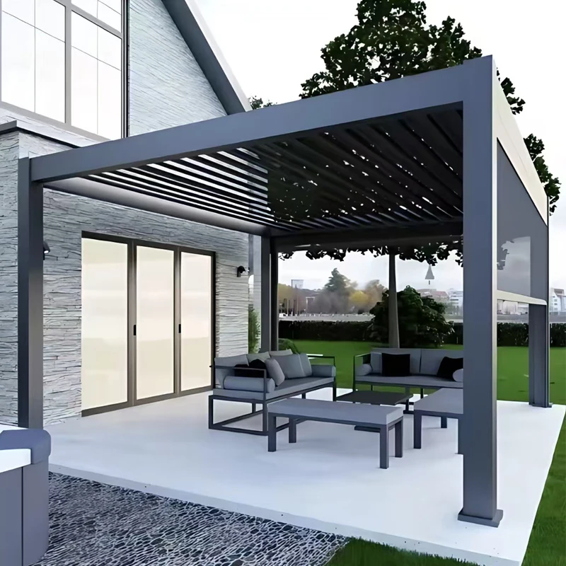 المناخ الحيوي مقاوم للماء الألومنيوم العريشة بمحركات في الهواء الطلق كوة أكشاك حديقة غرفة الشمس شرفة المظلة قوية الأشعة فوق البنفسجية كتلة اللوفرات