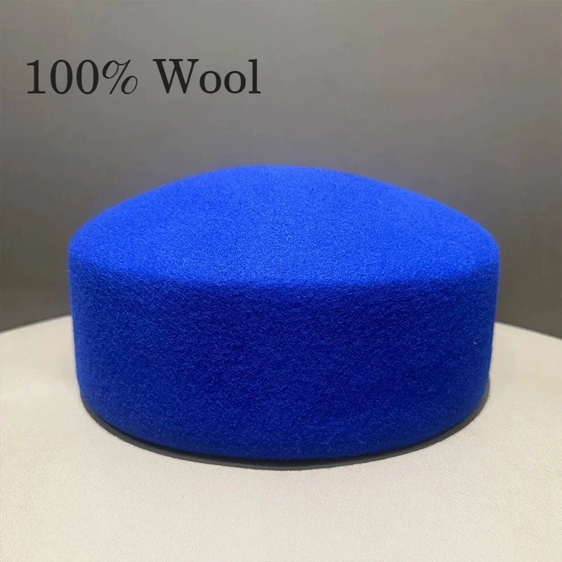 100% Wool  pillbox hat Vintage Hard Top Flat Fedoras Hats Women Wedding Fascinator Caps Wedding Cocktail Party Hat hats for wom