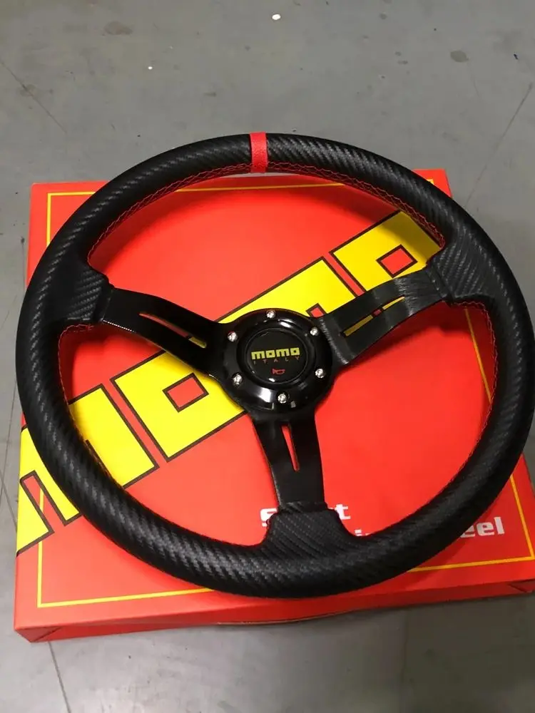 

14Inch Universal Racing Drift MOMO Steering Wheel Rally Car MOMO Carbon Leather JDM Steering Wheel Volantes For VW BMW TOYOTA