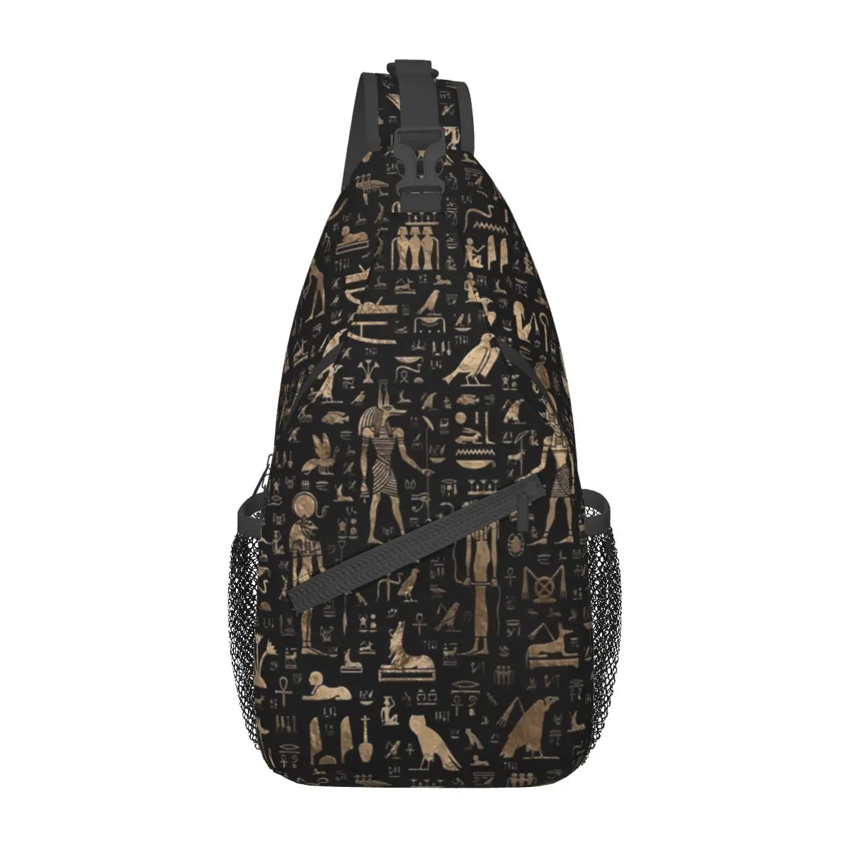 

Egyptian Gods Hieroglyphs Crossbody Sling Bags Fashion Chest Bag Egypt Shoulder Backpack Daypack Hiking Travel Sports Satchel