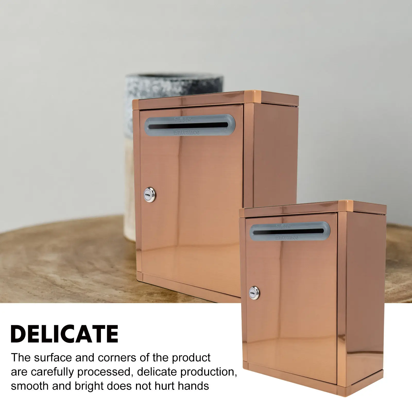 

Suggestion Box Metal Lock Waterproof Sturdy Wall Desktop Use Stainless Steel Report Storage Donation Voting Complaint Collection