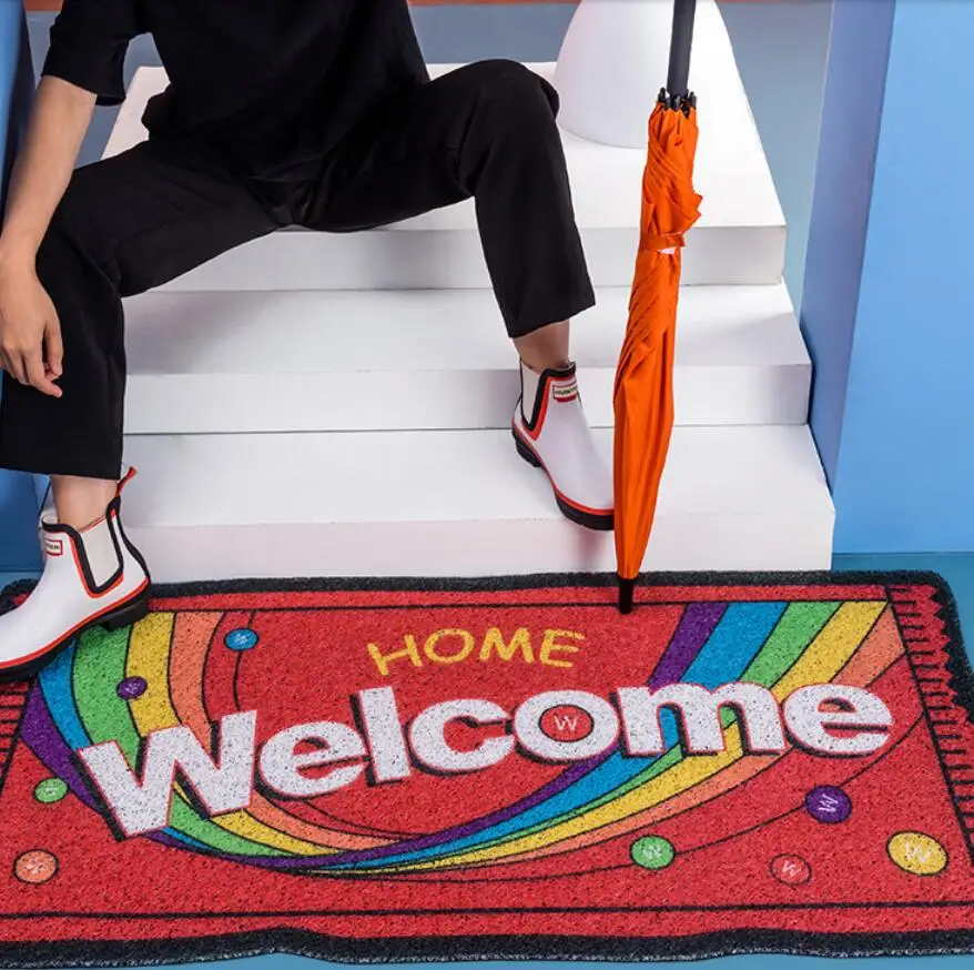 Creative Design Door Mat Carpet PVC Anti-slip Mat Silk Loop Welcome Custom Home Mat Carpet Small Size Entrance Rug Door Mat