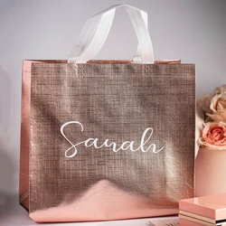 Personalized Bridal Party Totes Bag Custom Bridesmaid Proposal Bag Christmas Holographic Wedding Non Woven Beach Gifts Tote Bags