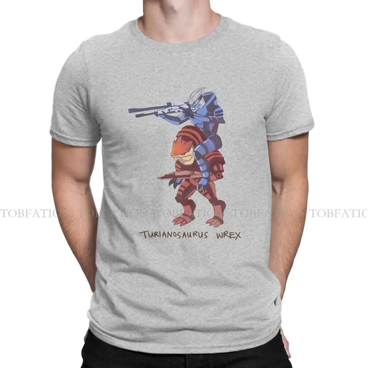 

Cyber TShirt for Men Turianosaurus Wrex Classic Soft Leisure Tee T Shirt Novelty Loose