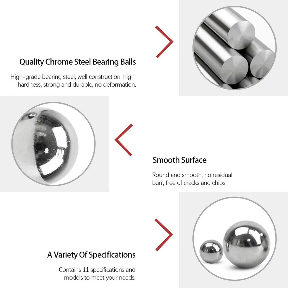Steel Ball Assortment 510PCS 304 Stainless Steel 2mm 8mm for Precision Bearings Automotive Electronics and Industrial Use