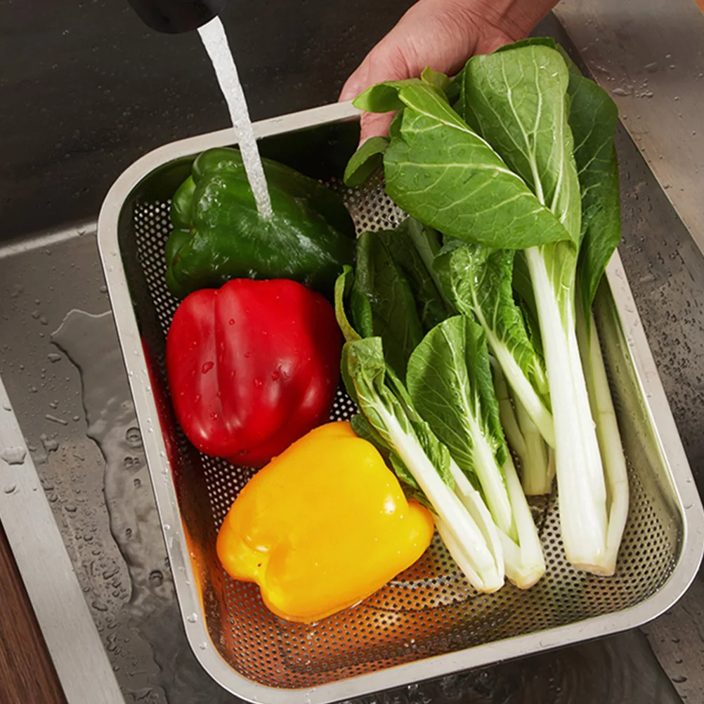 

Stainless Steel Drain Basket Sink Kitchen Drainer Strainer for Supplies Collection Fruit Vegetable Camping Accessories