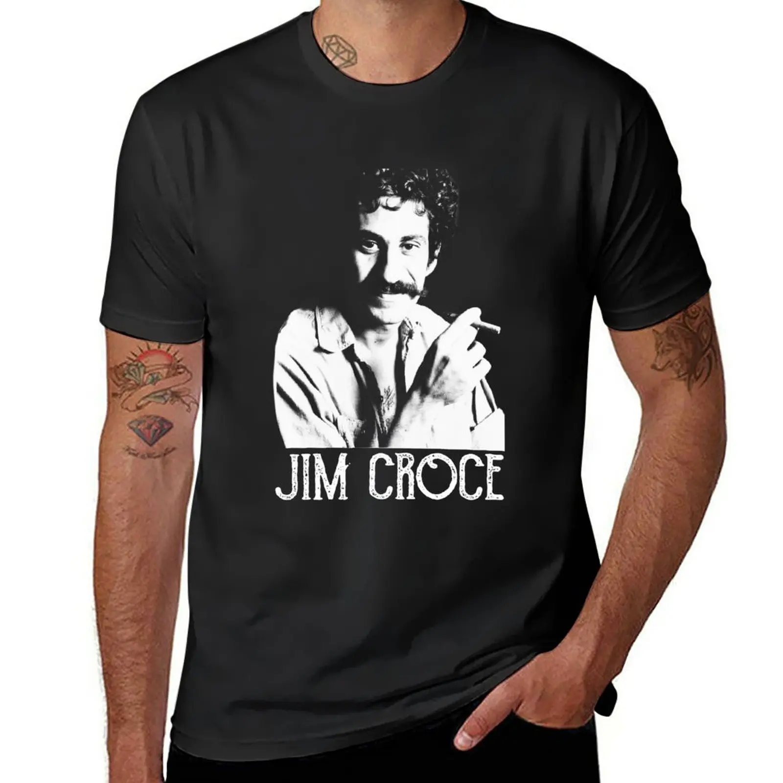 New Classic Jim Croce - White Stencil T-Shirt Tee shirt vintage t shirt cute clothes T-shirt short workout shirts for men