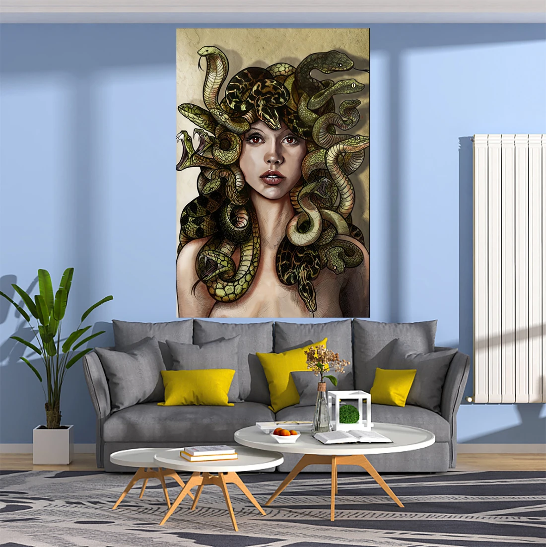 Psychedelic Tapestry Horror Demon Snake Queen Medusa Printed Wall Hanging Art Aesthetics Carpets Bedroom Or Home For Decoration