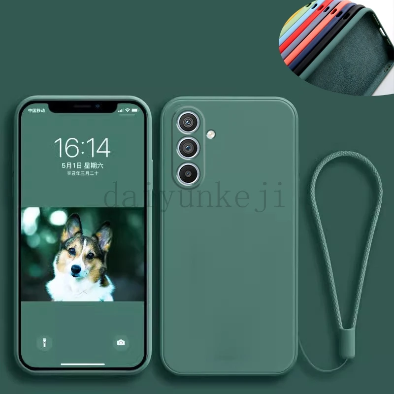 Funda de teléfono para Samsung Galaxy, cubierta de silicona líquida, suave, cordón, M55, M53, M51, M15, M13, M14, M23, M33, M34, M31, M30, M21