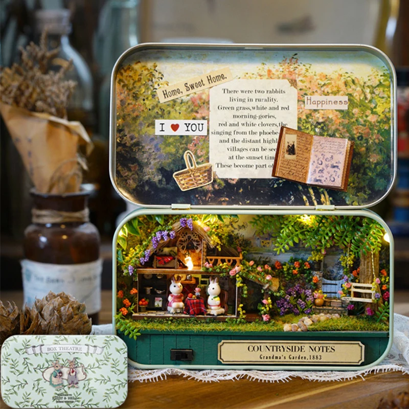 

Коробка Театр Мини Кукольный Дом Украшения Стола Миниатюрный DIY Кукольный Домик Наборы Мебель Чехол Игрушки Для Детей Подарки На День Рождения