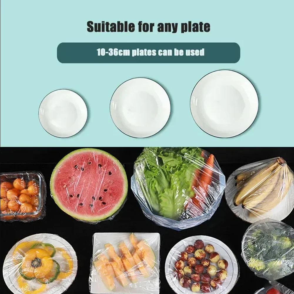 500 coperture elastiche per alimenti, coperchio in plastica per ciotola usa e getta, coperchi elasticizzati rettangolari per involucri sigillanti per la freschezza della cucina