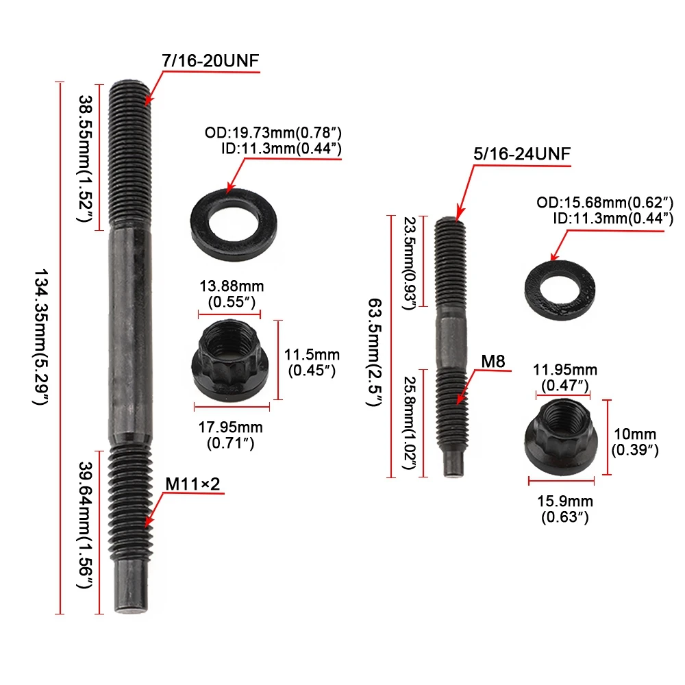 12-Point Cylinder Gasket Head Stud Bolt Kit for 2004-2019 LS1 LS6 4.8L 5.3L 5.7L 6.0L ARP 234-4345 234-4317