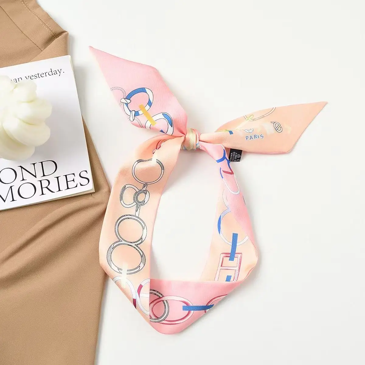 Spring and Autumn Korea Versatile Small Silk Scarf Women's Fine Grained Scarf Scarf Ribbon Tie Bag Handle Decorative Ribbon