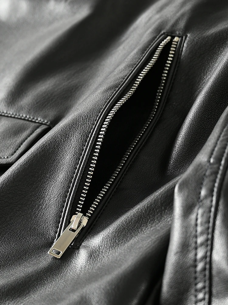 

Waed PU Leather Biker Jaet for Men Trendy Autumn Faion Slim Fit Sle Youthful Urban Design Faionable Leather Coat