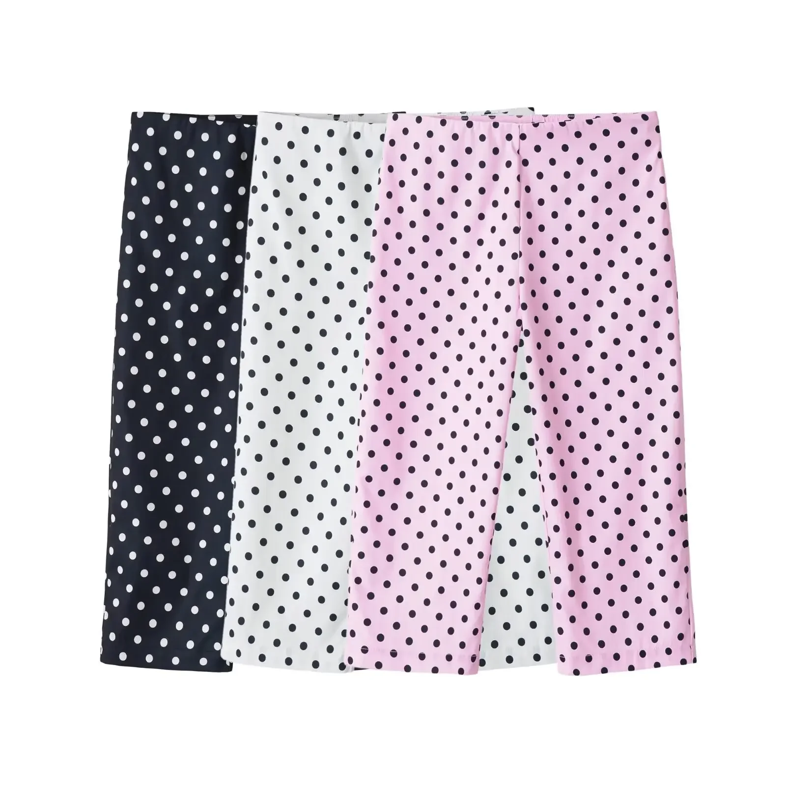 New Fashion Women Mid Waist Polka Dot Capri Pants Stretchy Cropped Trousers Summer Casual Slim Fit Ankle Length Leggings