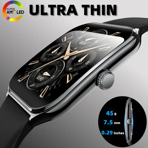Imagen 1 del producto Reloj inteligente Amoled ultradelgado a la moda, reloj inteligente AMOLED curvo de 1,96 pulgadas con llamada BT, batería de larga duración, relojes deportivos para hombres