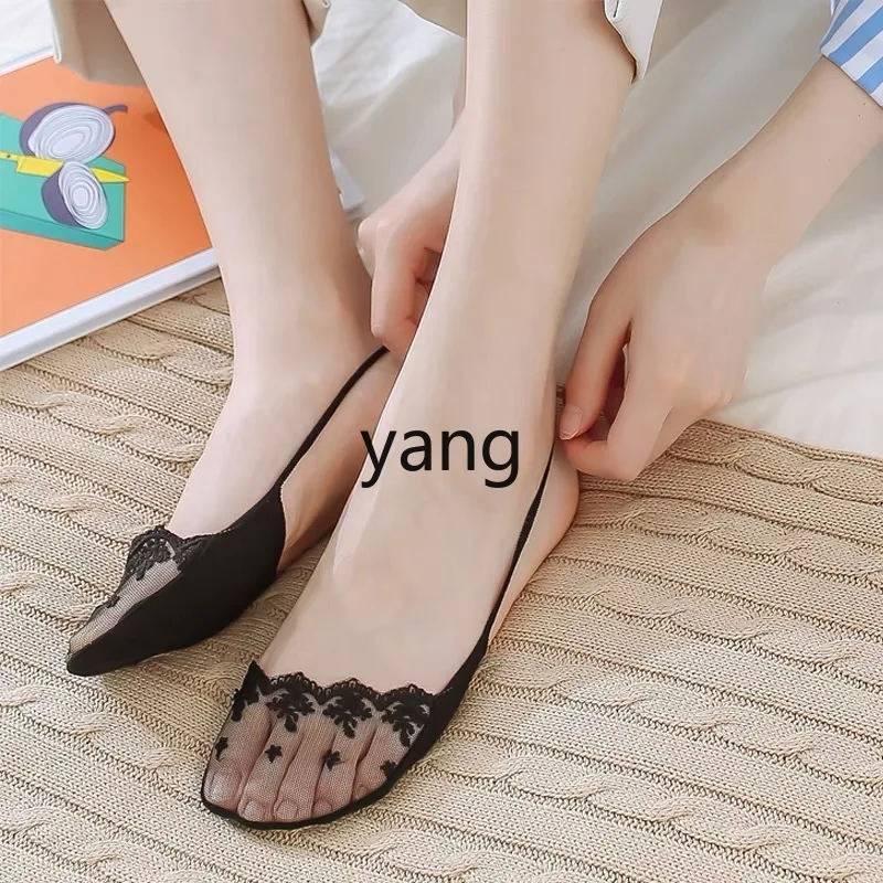 LMM suspender lace boat socks women's summer thin light mouth invisible high heels sandals socks