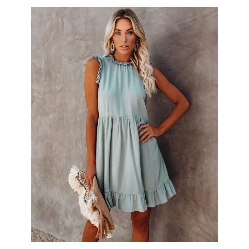 Faionable couleur aérienne ort Dr femmes à la mode rue Sle jupe Midi t-shirt couleurs même taille printemps été