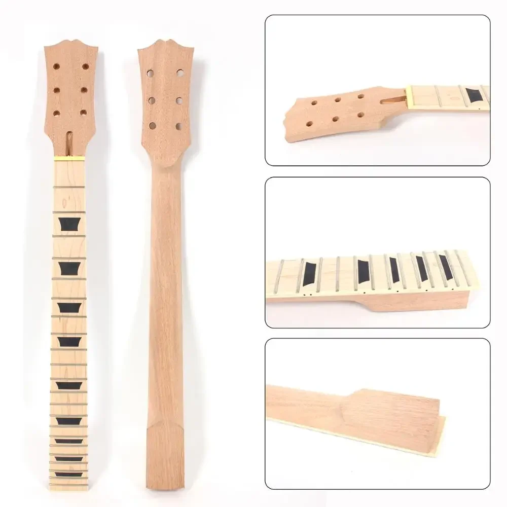 

Yinfente 22 Fret Electric Guitar Neck 24.75 Inch Unfinished Head MAPLE FIngerboard Trapezoid Inlay Bolt on Heel DIY Project