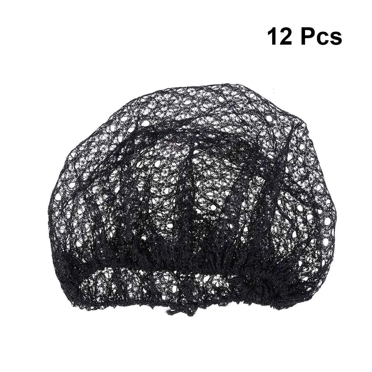 

12 Pcs Bonnet Hair Nets Caps Elasticity Sleeping Crochet Hairnet Black Work