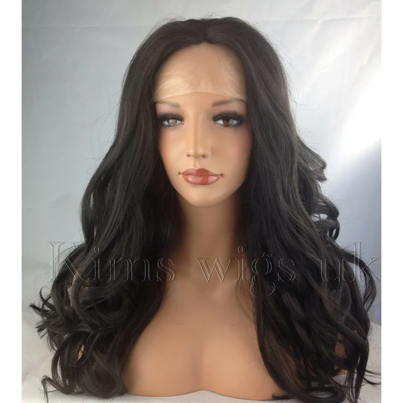 Dark Brown Women Long Heat Resistant Lace Front Wig KW03