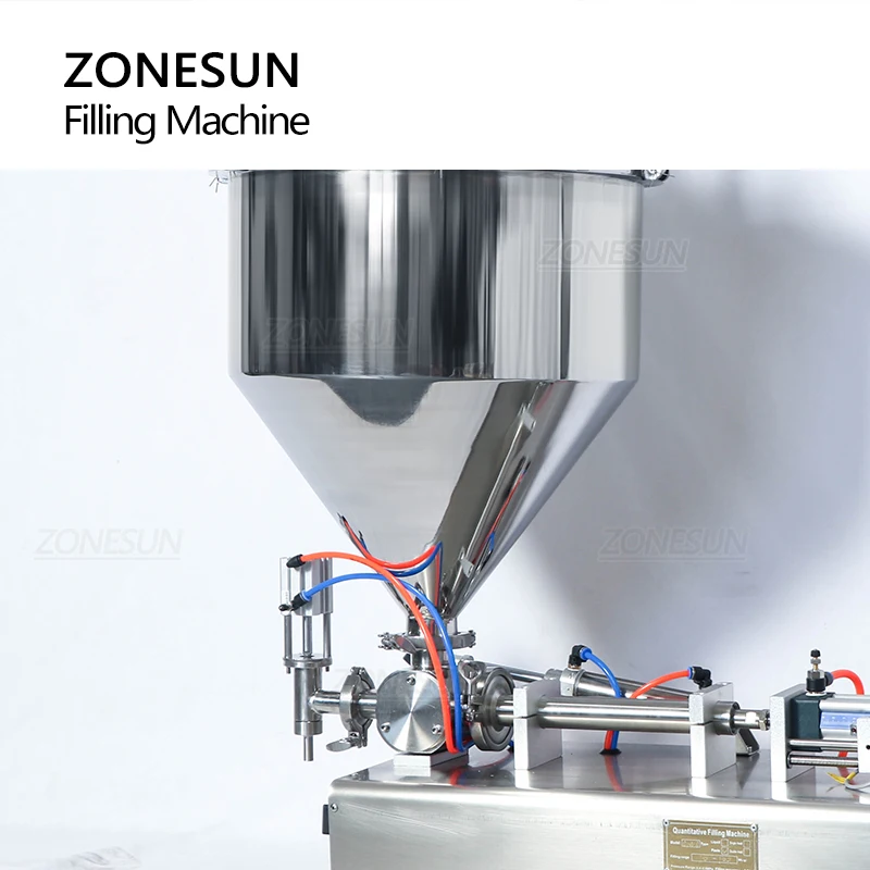 ZONESUN Paste Hand Sanitizer Beauty Cream Filling Machine Pneumatic Chili Sauce Gel Peanut Butter with Conveyor Belt ZS-GTPC1