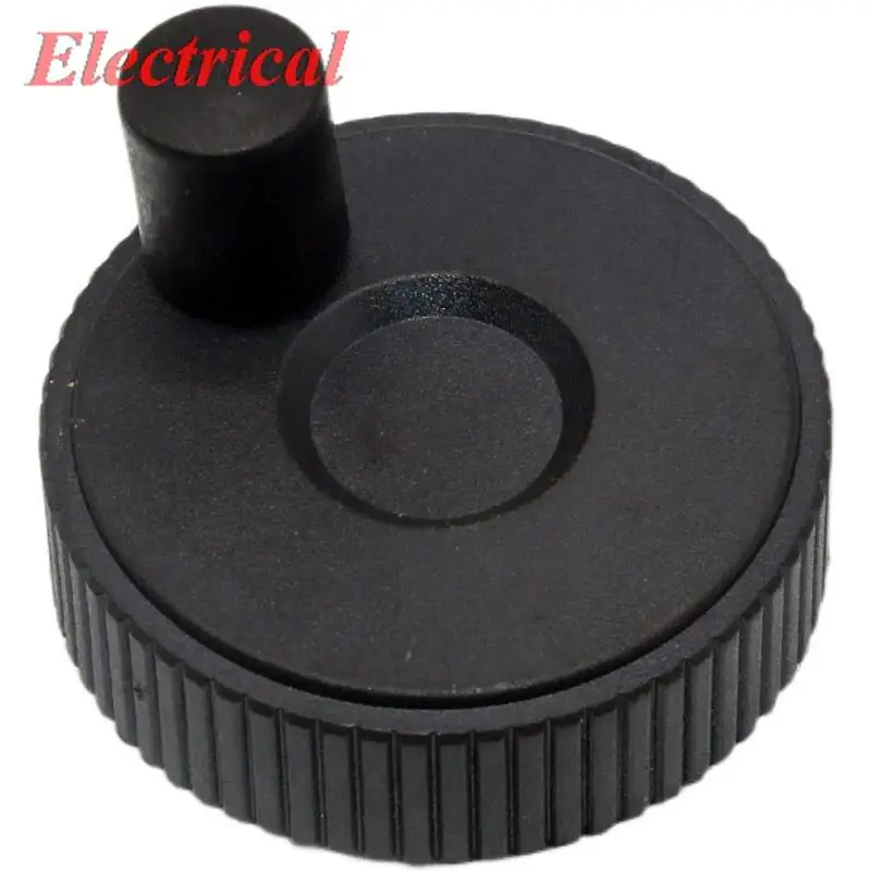 1pc 6mm 8mm 10mm 12mm Bore Dia. Plastic Hand Wheel Revolving Handle Grip Knob Black 50mm 60mm Diameter