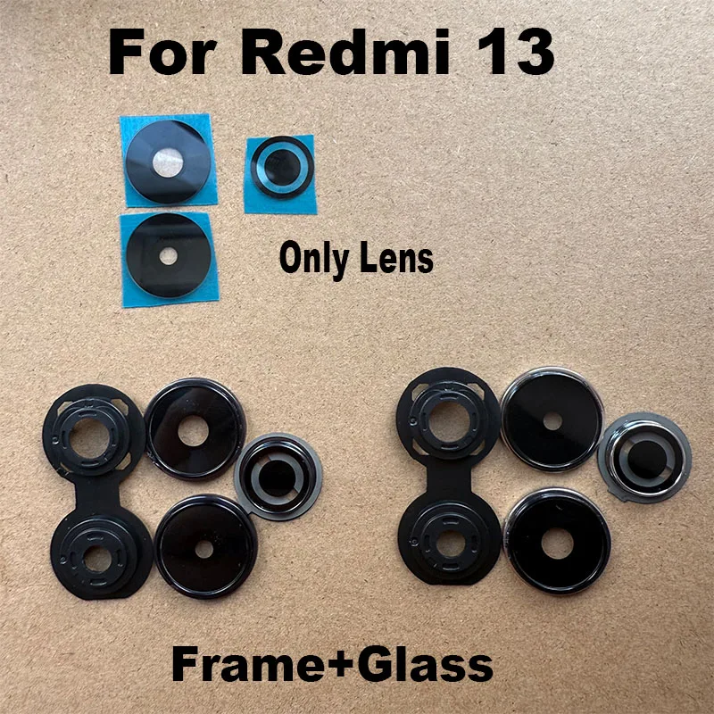 For Xiaomi Redmi 13 Back Camera Lens Glass Rear Camera Lens With Frame Glue Adhesive Replacement