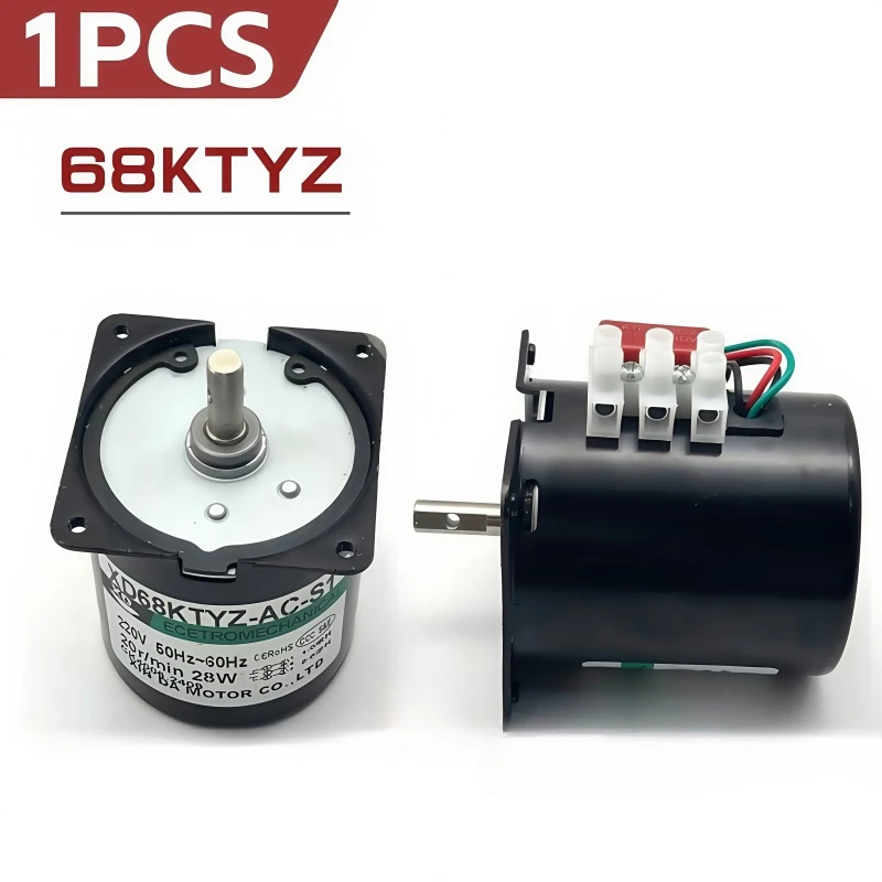 28W 68KTYZ Permanent Magnet Synchronous Motor Central Shaft 8mm Without Hole Forward Reverse Controllable AC Electric Motor 220V