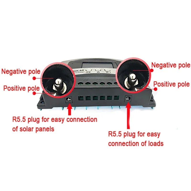 10A 30A 40A 50A 60A Step-down MPPT Solar Charging Controller LCD Dual USB Bluetooth 18V-150V Wide Voltage Charge Regulator