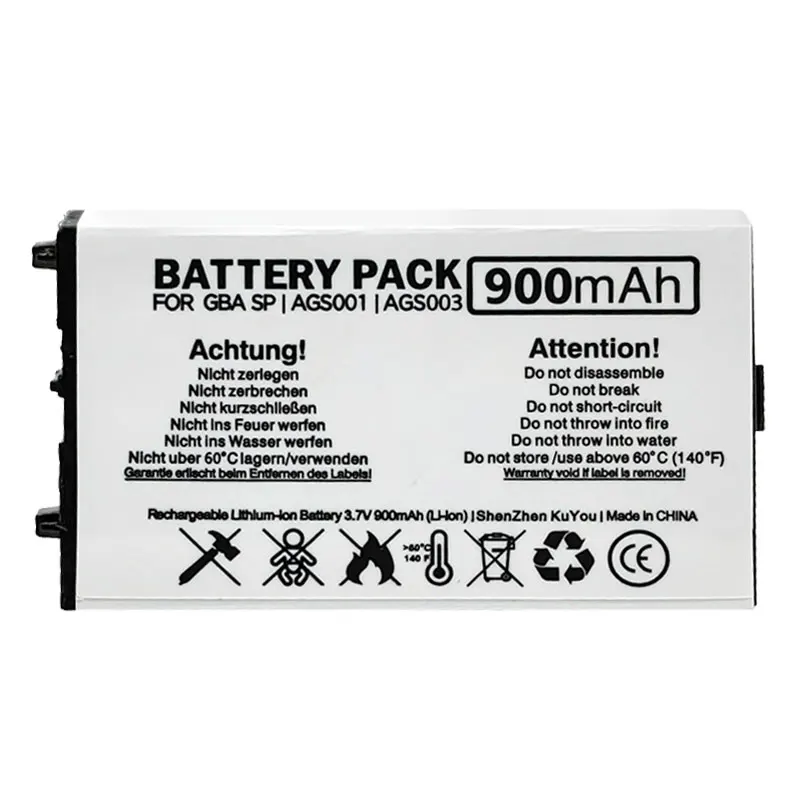 Ags 003 bateria de lítio recarregável 3.7v 900mah para nintendo gba sp game boy advance sp console de jogos gbasp baterias embutidas