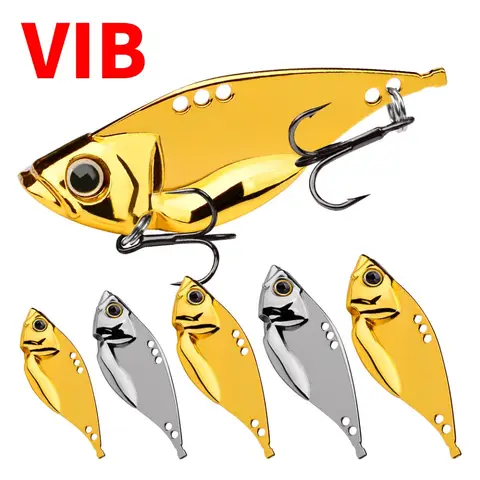Zinc Alloy VIB Fishing Lure 5g 7g 10g 15g 20g Silver Gold Bait Sea Bass And Carp Jig Lures Treble Hook Spinnerbait Pesca Tackle
