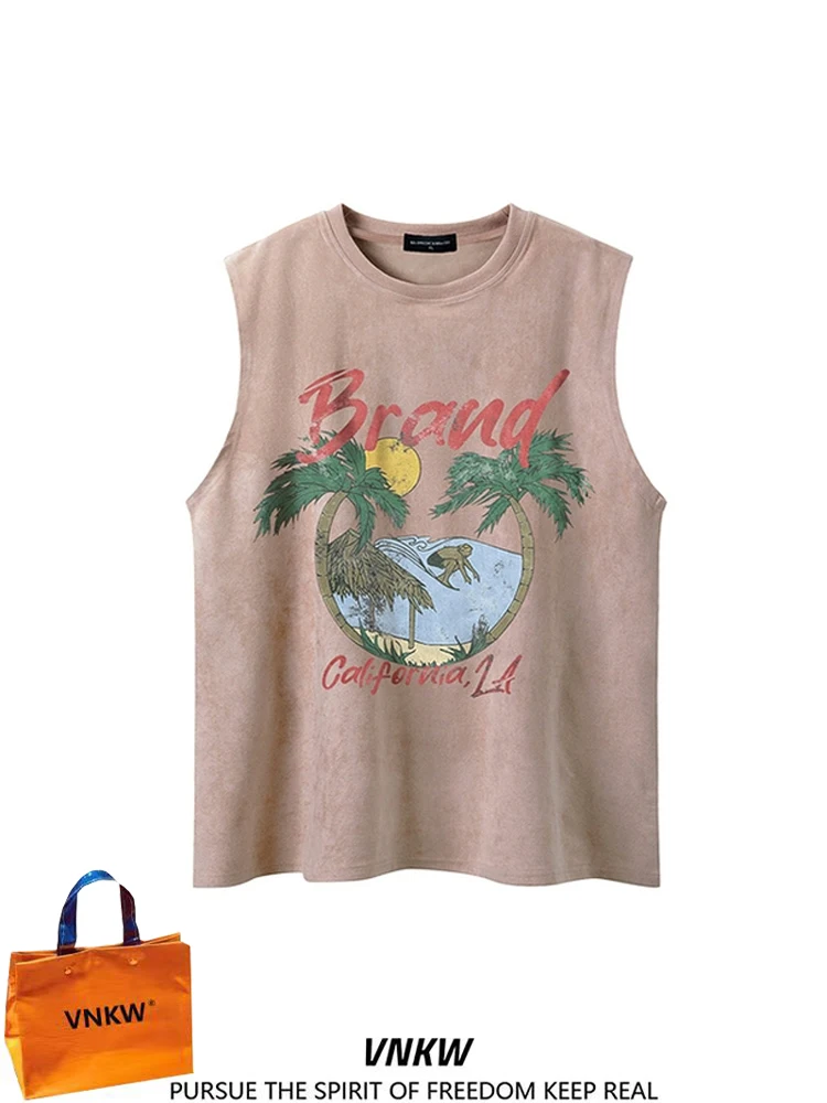 

American Sle Heavyweight Suede Svel T-irt ex Summer Trendy Loose Couple Vest oulder ort Sve Youth Casual...