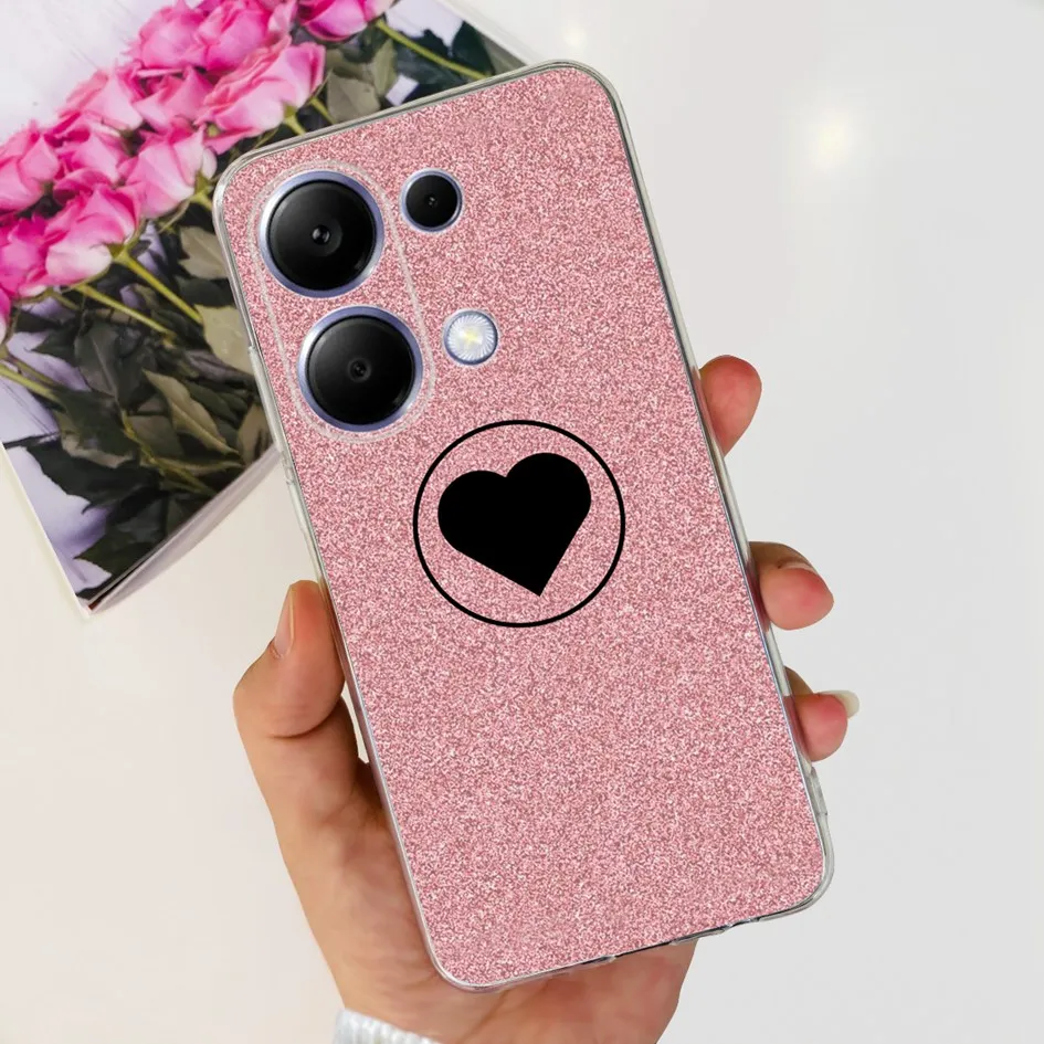 For Xiaomi Redmi Note 13 Pro 4G 2024 Case New Fashion Flower Soft Silicone Phone Back Cover For Xiaomi Poco M6 Pro 4G Capa Shell