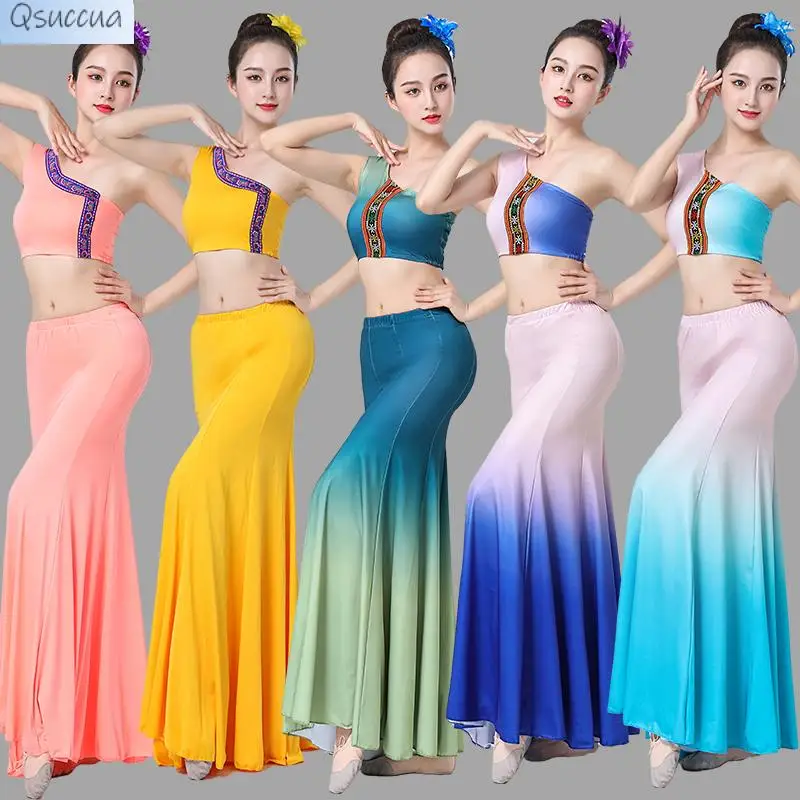 Dai Dance Costume Performance Costume Female Peacock Dance Bag Hip Skirt Suit Fishtail Skirt Practice Skirt