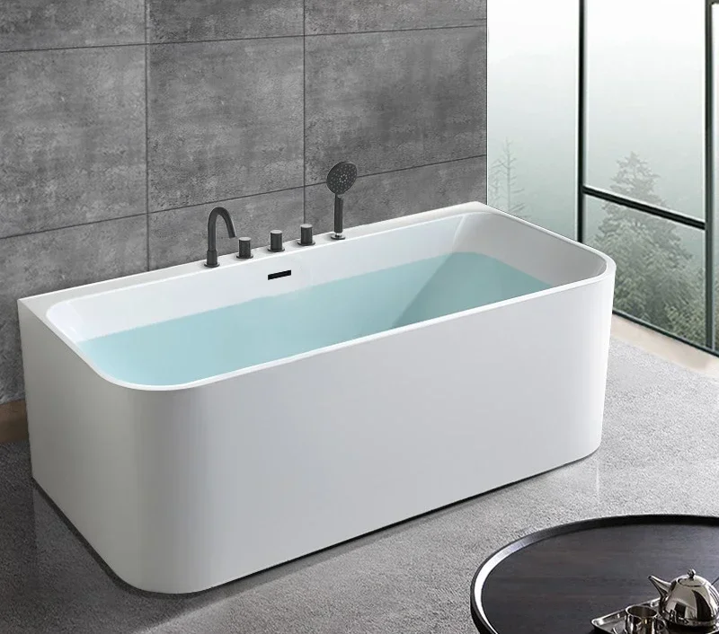 Household light luxury square double constant temperature thin edge thickened freestanding bathtub