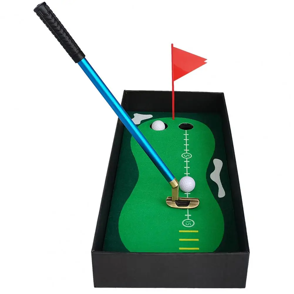 Simulated Golf Course Mini Golf Pen Set Ballpoint Creative Writing Pen Course Putting Green 3 Clubs Balls Flag Table Golf Game