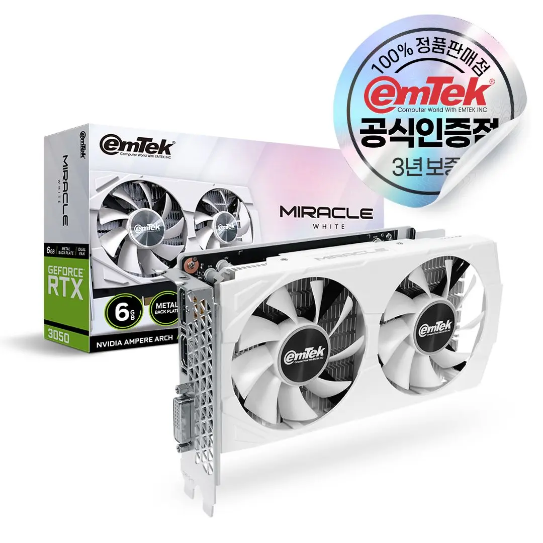 EMTEK GeForce RTX 3050 MIRACLE WHITE D6 6GB