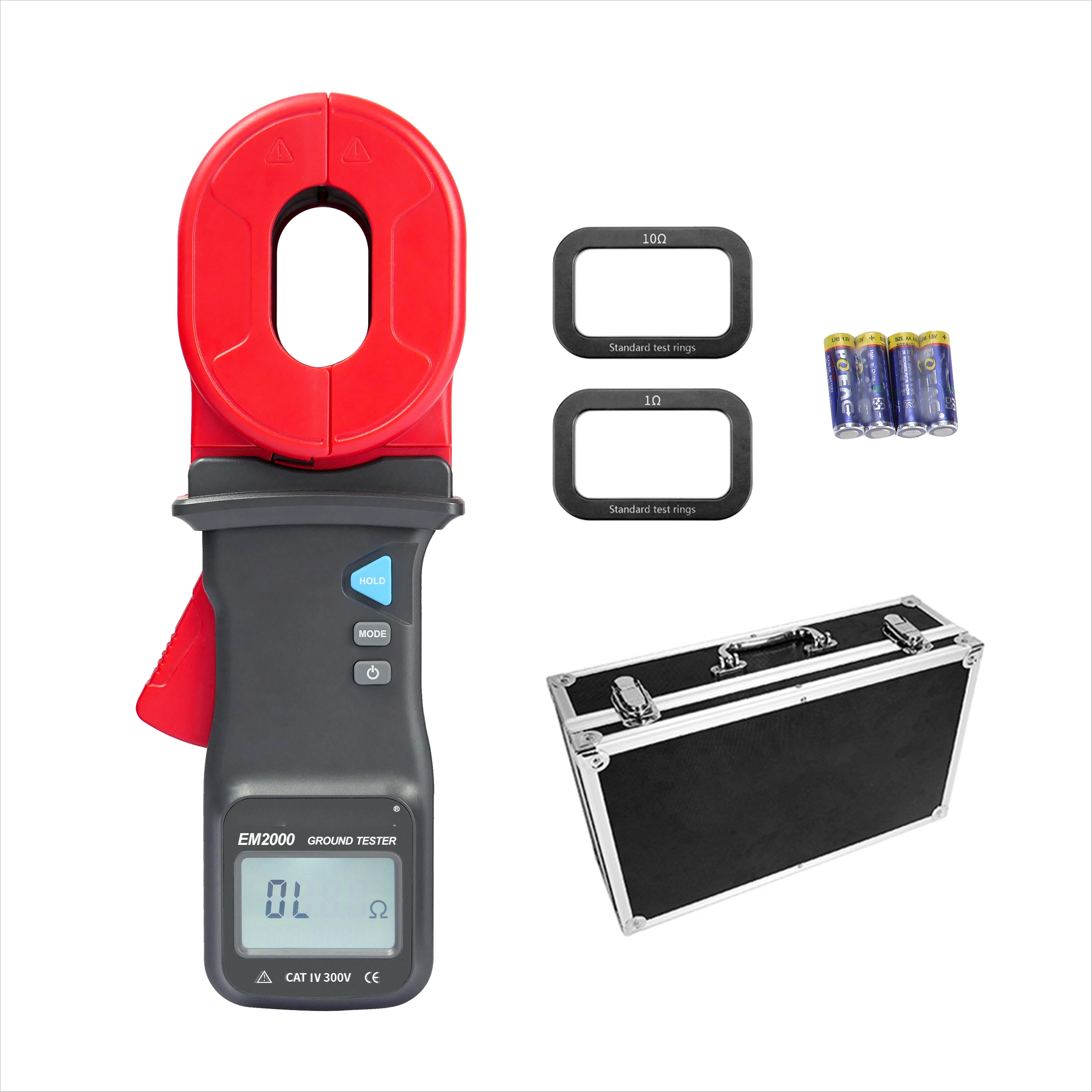 Alat Ukur Resistansi EM2000A Rentang Pengukuran 0.010Ω~500Ω Clamp Earth Resistance Tester