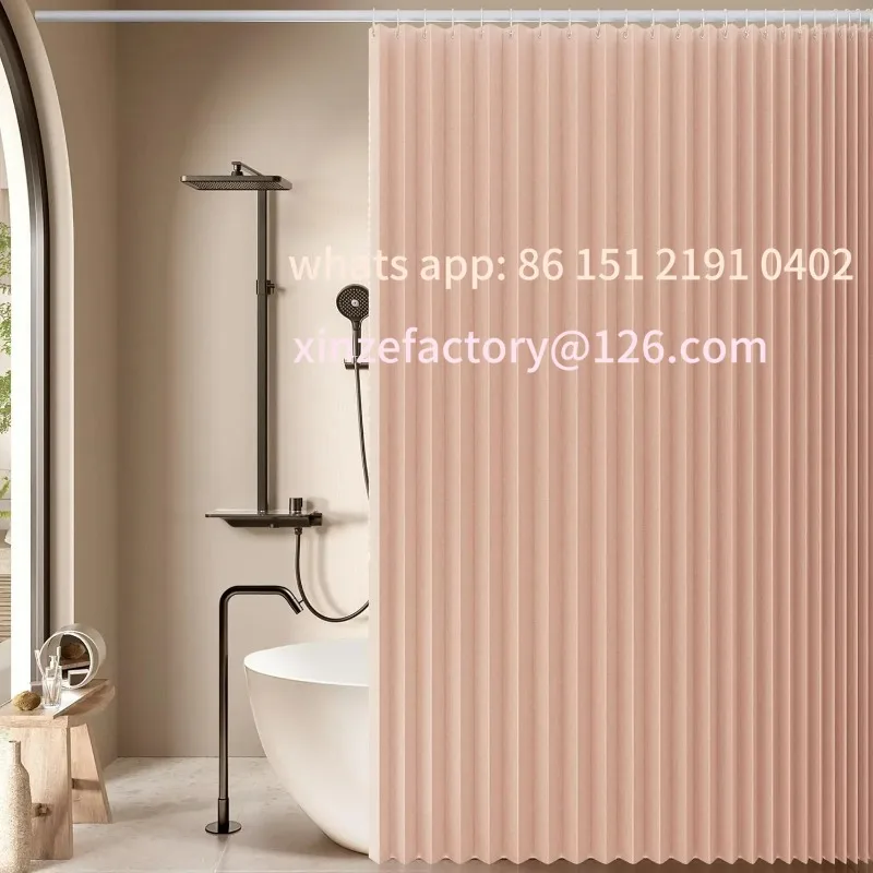 

Customizable Magnetic Folding Shower Curtain，Waterproof & Space-Saving Design with Hooks, Thick Fabric